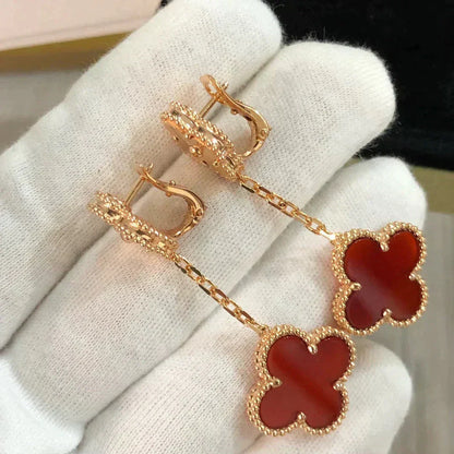 [⭐Sparkve]CLOVER 2 MOTIF  LASER CARNELIAN EARRINGS