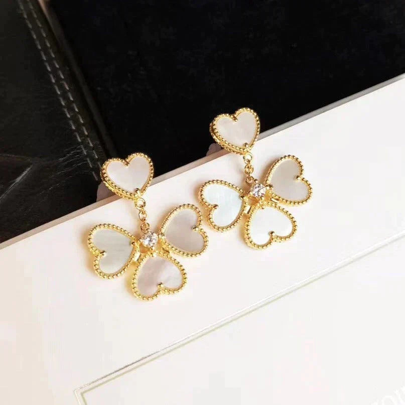 [⭐Sparkve]CLOVER SWEET WHITE MOP EARRINGS