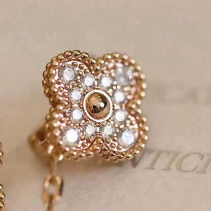 [⭐Sparkve]CLOVER MEDIUM 1 MOTIFS FUll DIAMOND EARRINGS