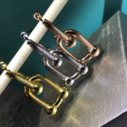 [⭐Sparkve Jewels]HARDWARE DROP EARRINGS DOUBLE LINK