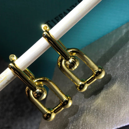 [⭐Sparkve Jewels]HARDWARE DROP EARRINGS DOUBLE LINK
