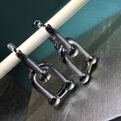 [⭐Sparkve Jewels]HARDWARE DROP EARRINGS DOUBLE LINK