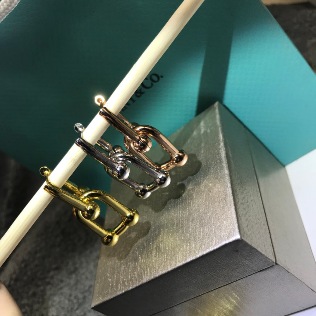 [⭐Sparkve Jewels]HARDWARE DROP EARRINGS DOUBLE LINK