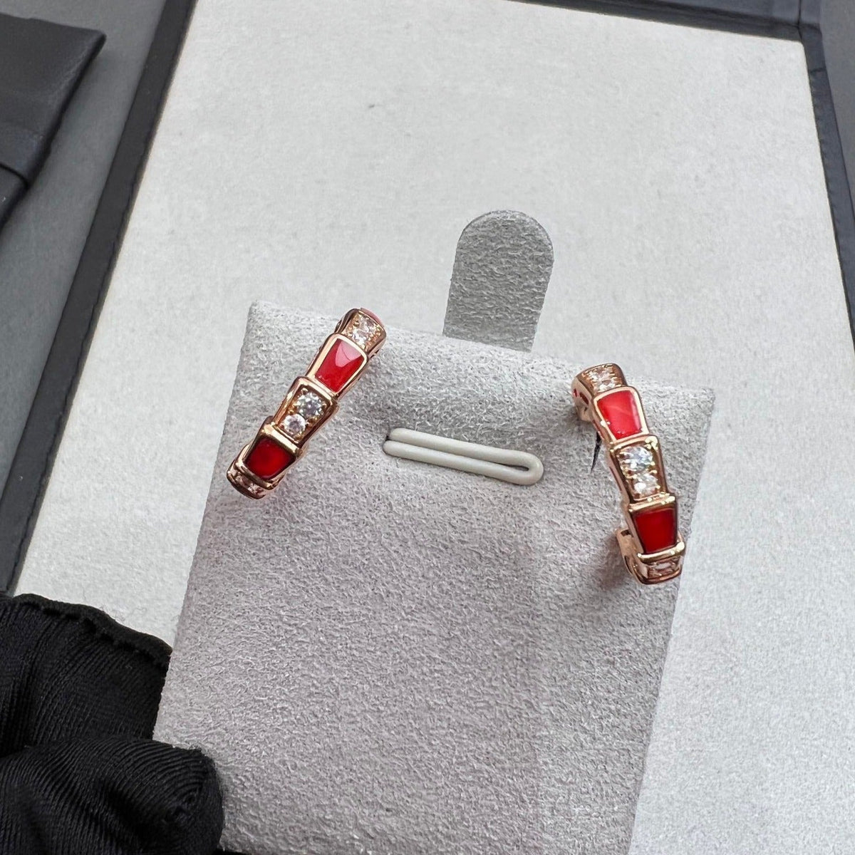 [⭐Sparkve]SERPENTI CARNELIAN PINK GOLD EARRINGS