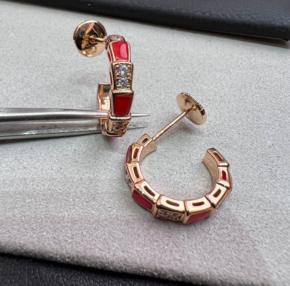 [⭐Sparkve]SERPENTI CARNELIAN PINK GOLD EARRINGS