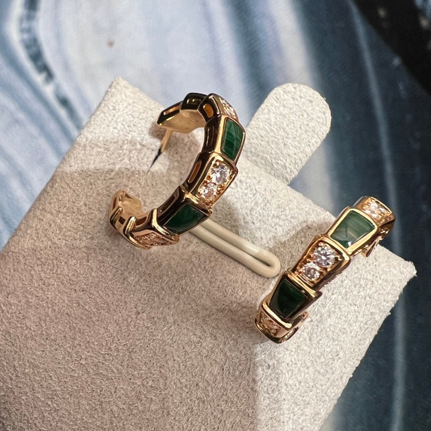 [⭐Sparkve]SERPENTI MALACHITE PINK GOLD EARRINGS