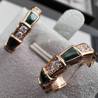 [⭐Sparkve]SERPENTI MALACHITE PINK GOLD EARRINGS