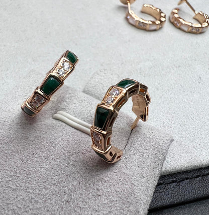 [⭐Sparkve]SERPENTI MALACHITE PINK GOLD EARRINGS