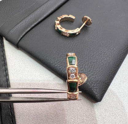 [⭐Sparkve]SERPENTI MALACHITE PINK GOLD EARRINGS