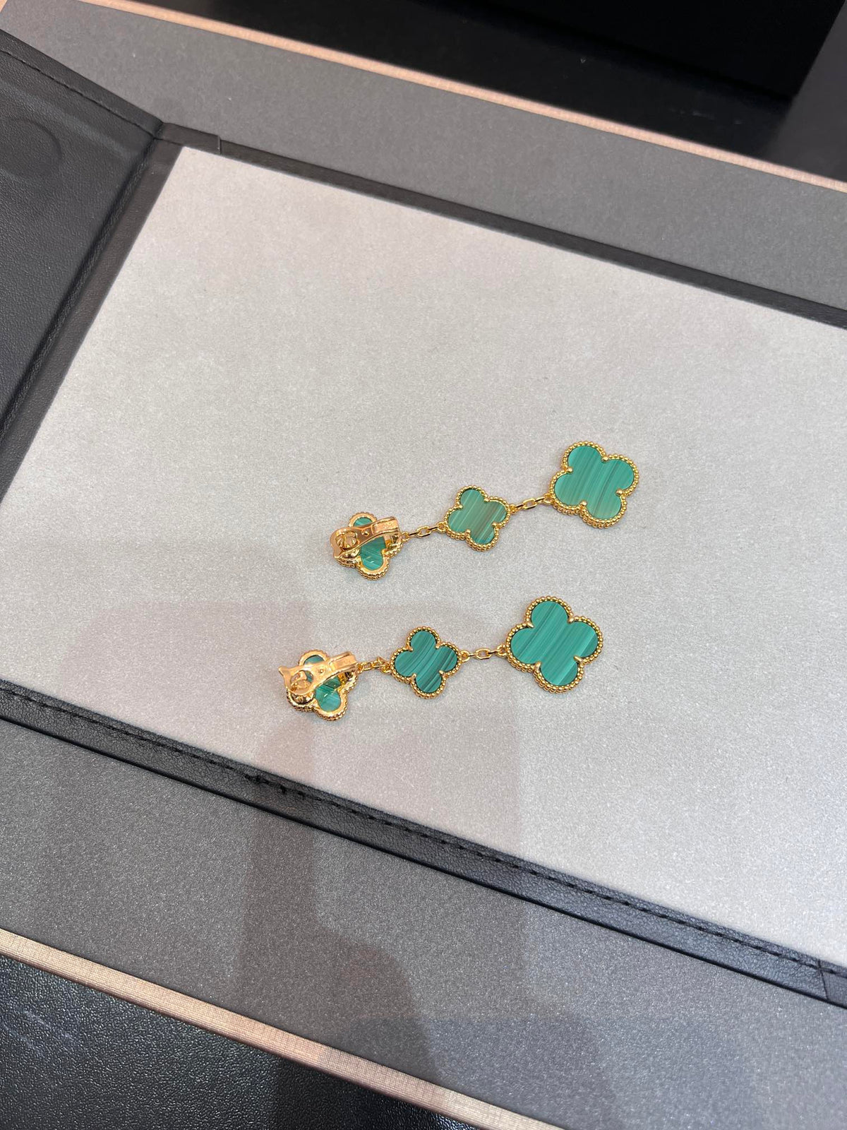 [⭐Sparkve]CLOVER MALACHITE 3 MOTIFS GOLD