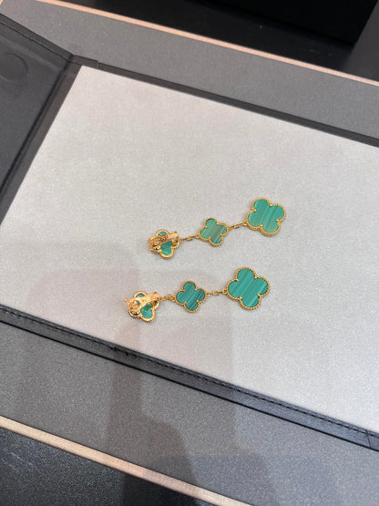 [⭐Sparkve]CLOVER MALACHITE 3 MOTIFS GOLD