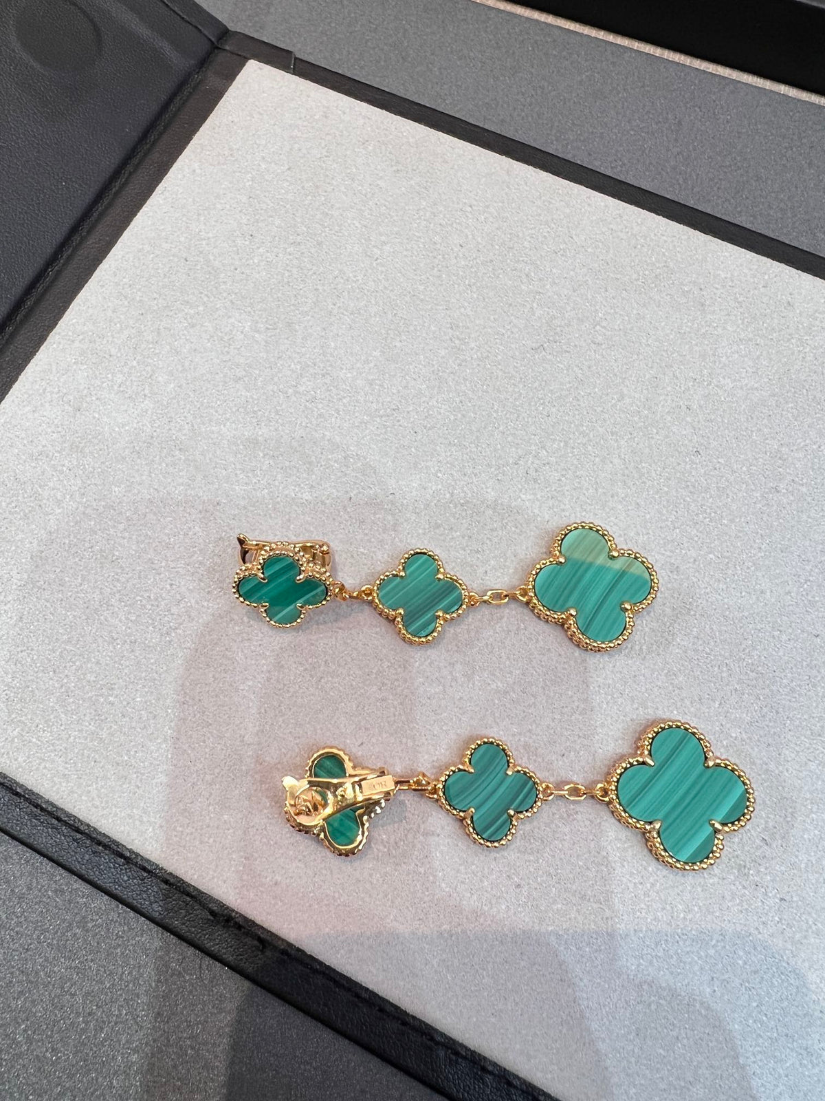 [⭐Sparkve]CLOVER MALACHITE 3 MOTIFS GOLD