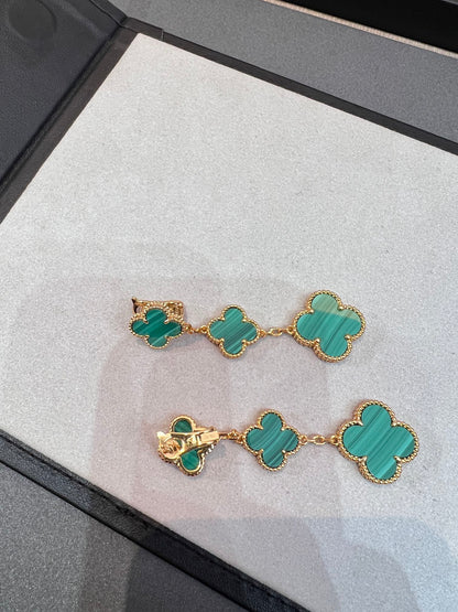 [⭐Sparkve]CLOVER MALACHITE 3 MOTIFS GOLD