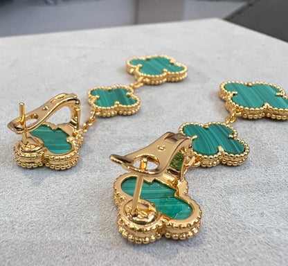 [⭐Sparkve]CLOVER MALACHITE 3 MOTIFS GOLD