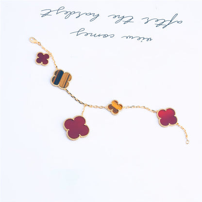 [⭐Sparkve]CLOVER BRACELET 5 MOTIFS CARNELIAN TIGER EYE