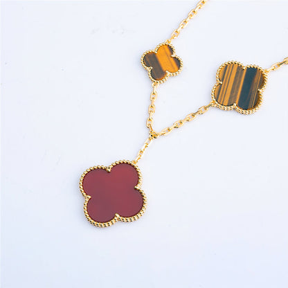[⭐Sparkve]CLOVER BRACELET 5 MOTIFS CARNELIAN TIGER EYE