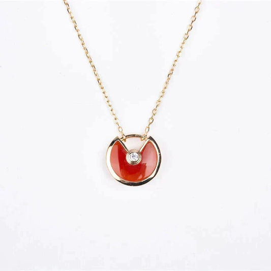 [⭐Sparkve]AMULETTE GOLD CARNELIAN ONYX NECKLACE
