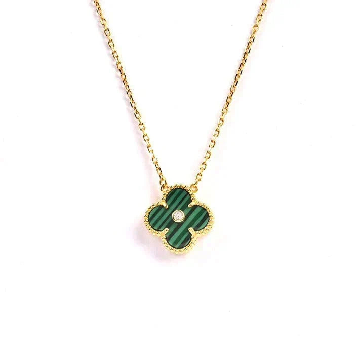 [⭐Sparkve]CLOVER 15MM DIAMOND TURQUOISE NECKLACE