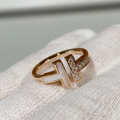 [⭐Sparkve Jewels]T WIRE MOP DIAMOND RING PINK GOLD