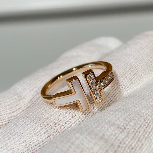 [⭐Sparkve Jewels]T WIRE MOP DIAMOND RING PINK GOLD