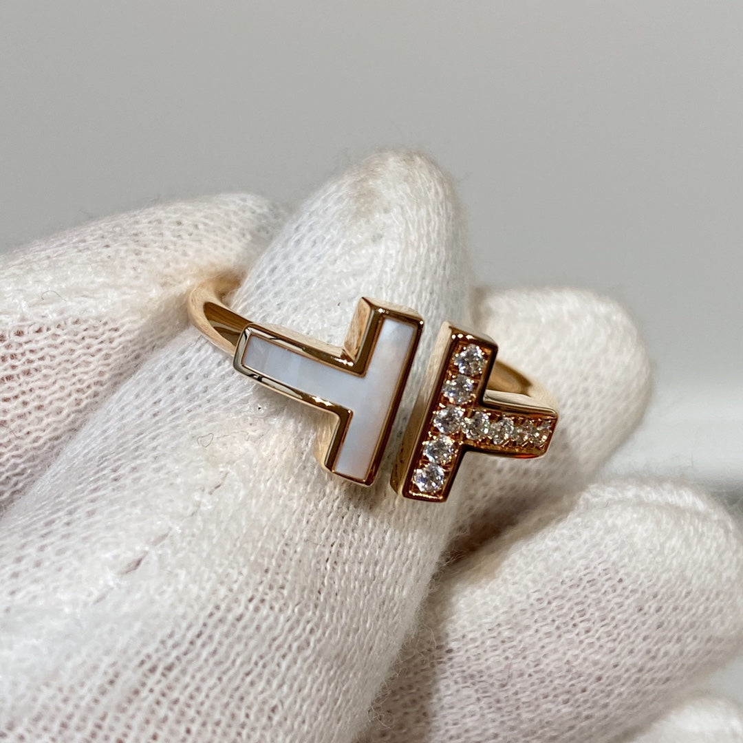 [⭐Sparkve Jewels]T WIRE MOP DIAMOND RING PINK GOLD