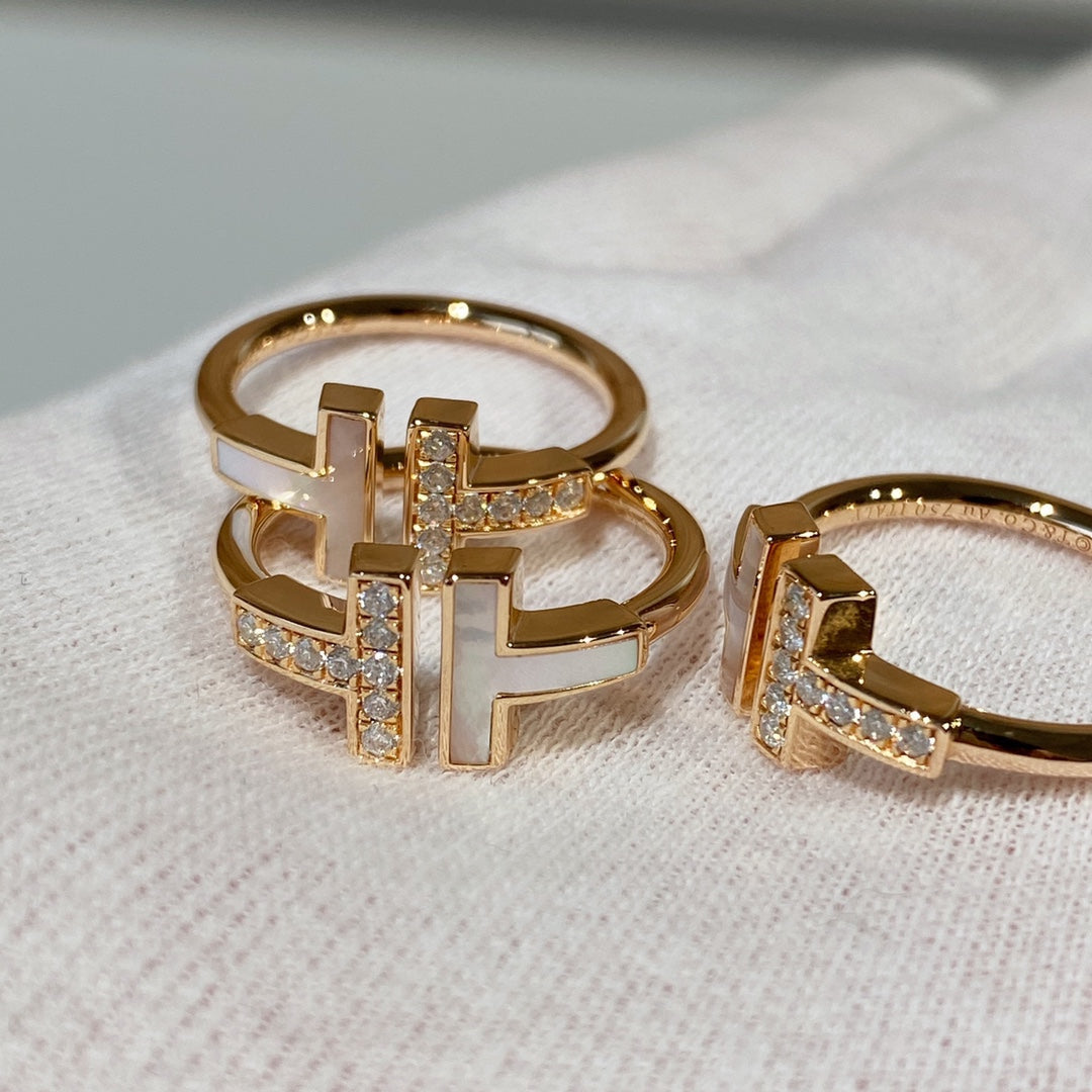 [⭐Sparkve Jewels]T WIRE MOP DIAMOND RING PINK GOLD