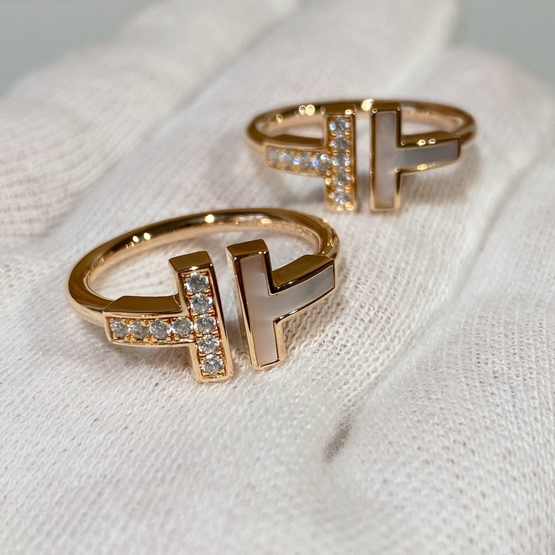 [⭐Sparkve Jewels]T WIRE MOP DIAMOND RING PINK GOLD