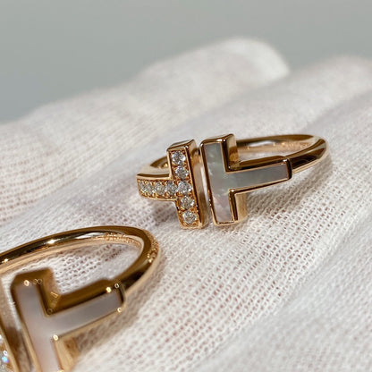 [⭐Sparkve Jewels]T WIRE MOP DIAMOND RING PINK GOLD