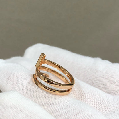 [⭐Sparkve Jewels]T WIRE DOUBLE ROWS RING PINK GOLD