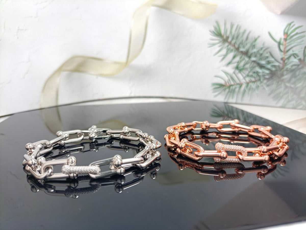 [⭐Sparkve Jewels]HARDWEAR BRACELET PINK GOLD AND SILVER DIAMOND
