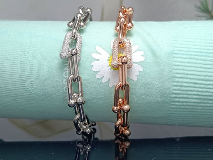 [⭐Sparkve Jewels]HARDWEAR BRACELET PINK GOLD AND SILVER DIAMOND