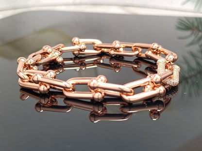 [⭐Sparkve Jewels]HARDWEAR BRACELET PINK GOLD AND SILVER DIAMOND