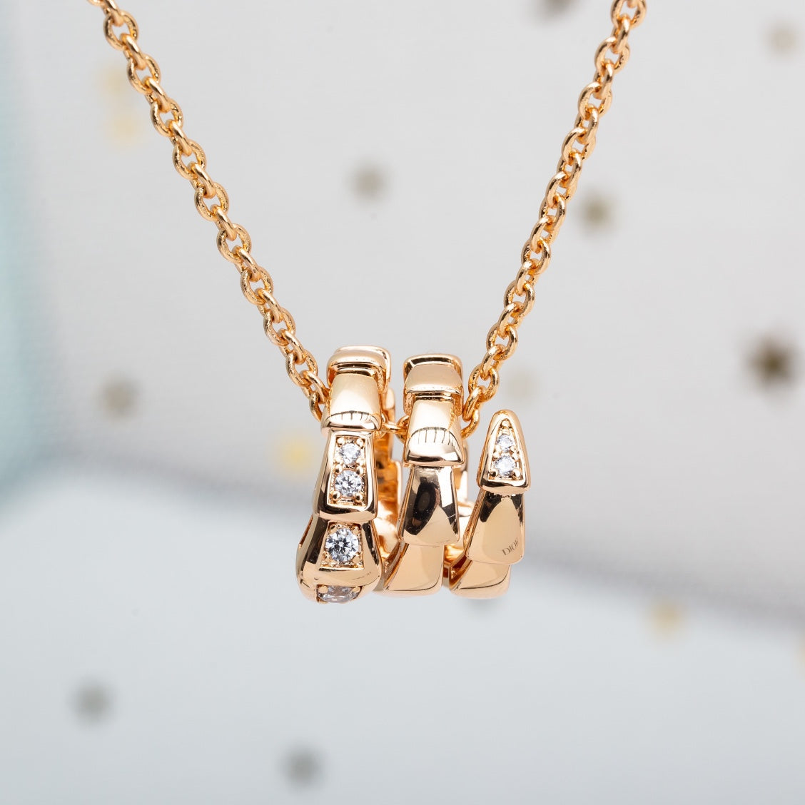 [⭐Sparkve]SERPENTI PINK GOLD NECKLACE DIAMOND