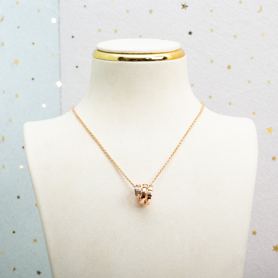 [⭐Sparkve]SERPENTI PINK GOLD NECKLACE DIAMOND