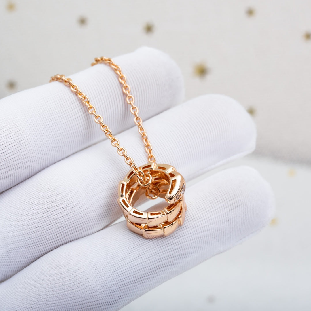[⭐Sparkve]SERPENTI PINK GOLD NECKLACE DIAMOND