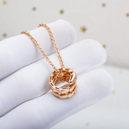 [⭐Sparkve]SERPENTI PINK GOLD NECKLACE DIAMOND