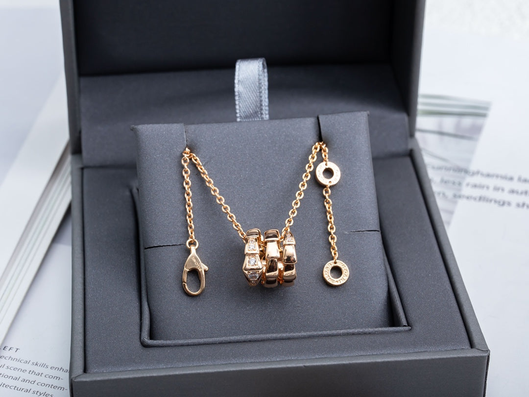 [⭐Sparkve]SERPENTI PINK GOLD NECKLACE DIAMOND