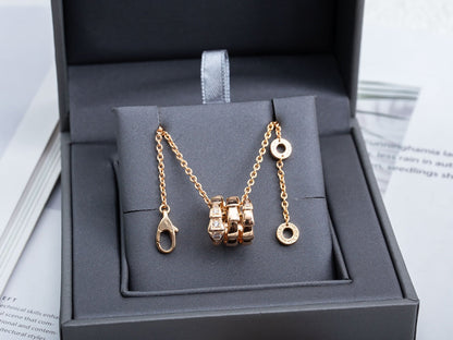 [⭐Sparkve]SERPENTI PINK GOLD NECKLACE DIAMOND