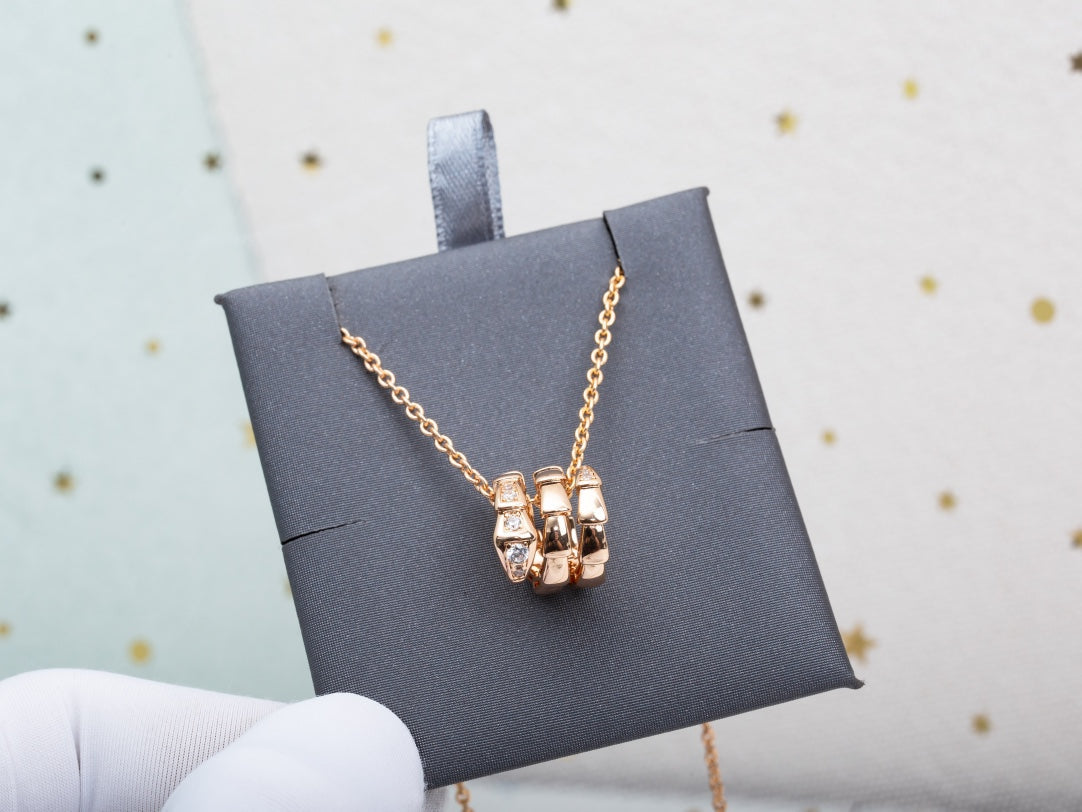 [⭐Sparkve]SERPENTI PINK GOLD NECKLACE DIAMOND