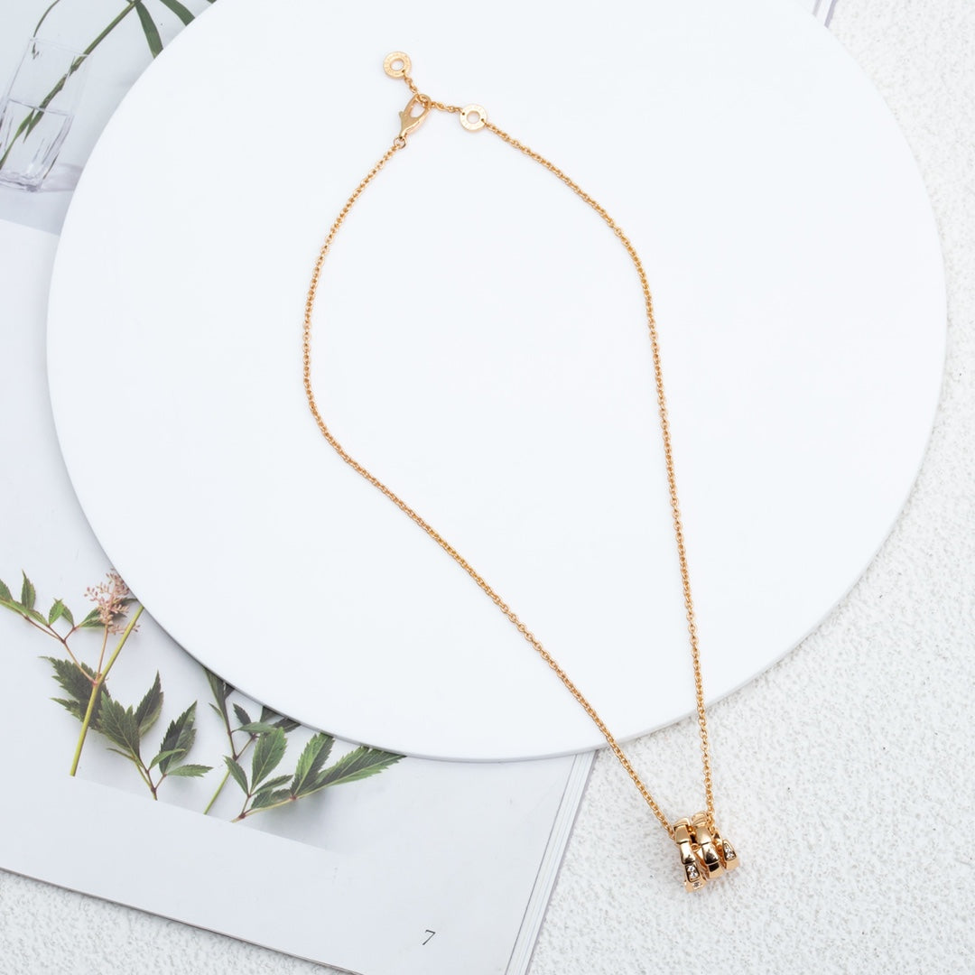 [⭐Sparkve]SERPENTI PINK GOLD NECKLACE DIAMOND