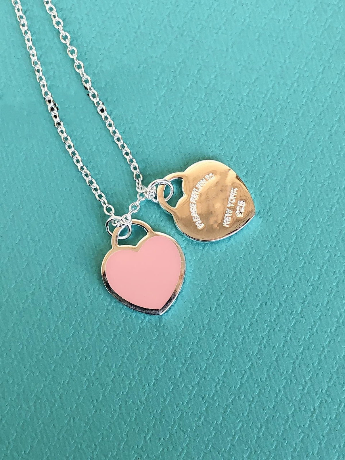 [⭐Sparkve Jewels]DOUBLE HEART PEDANT SILVER NECKLACE
