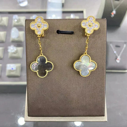 [⭐Sparkve]CLOVER  2 MOTIFS  DIAMOND  EARRINGS (MULTIPLE CHOICESç´