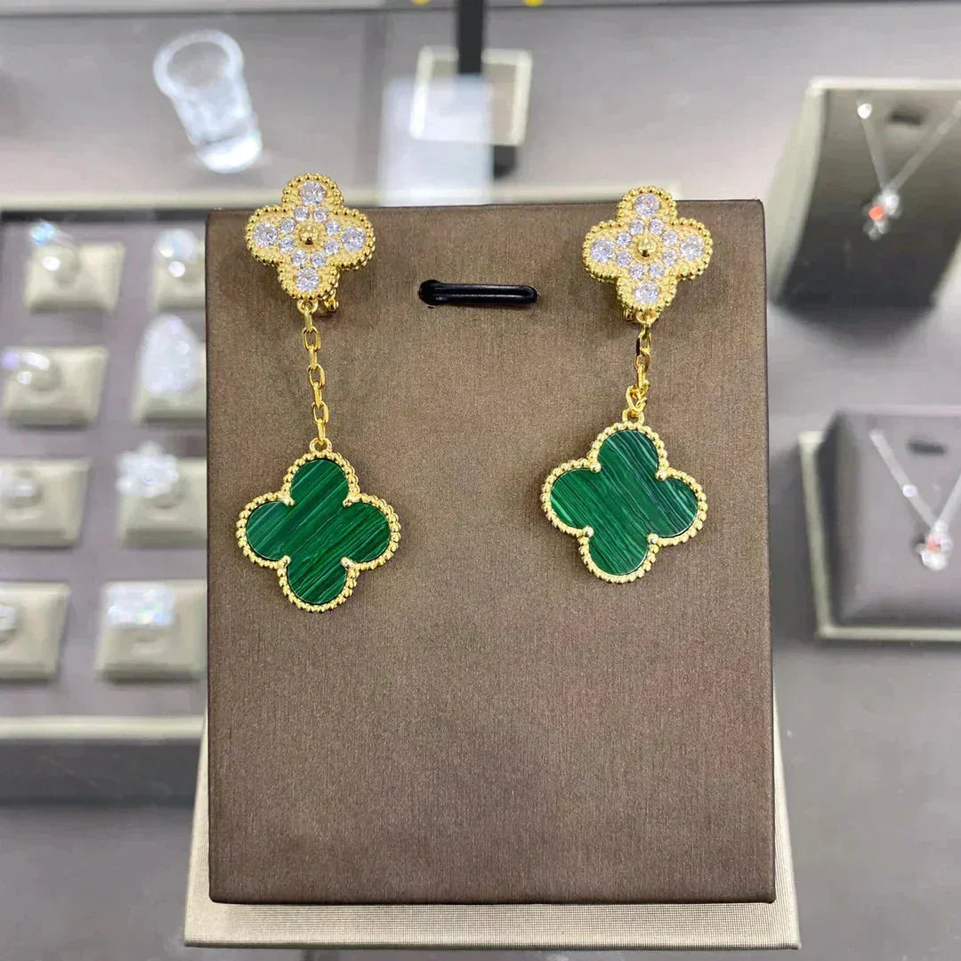 [⭐Sparkve]CLOVER  2 MOTIFS  DIAMOND  EARRINGS (MULTIPLE CHOICESç´