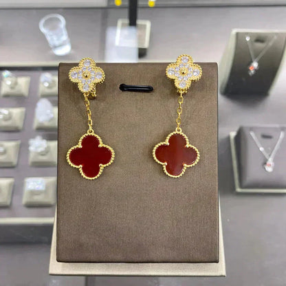 [⭐Sparkve]CLOVER  2 MOTIFS  DIAMOND  EARRINGS (MULTIPLE CHOICESç´