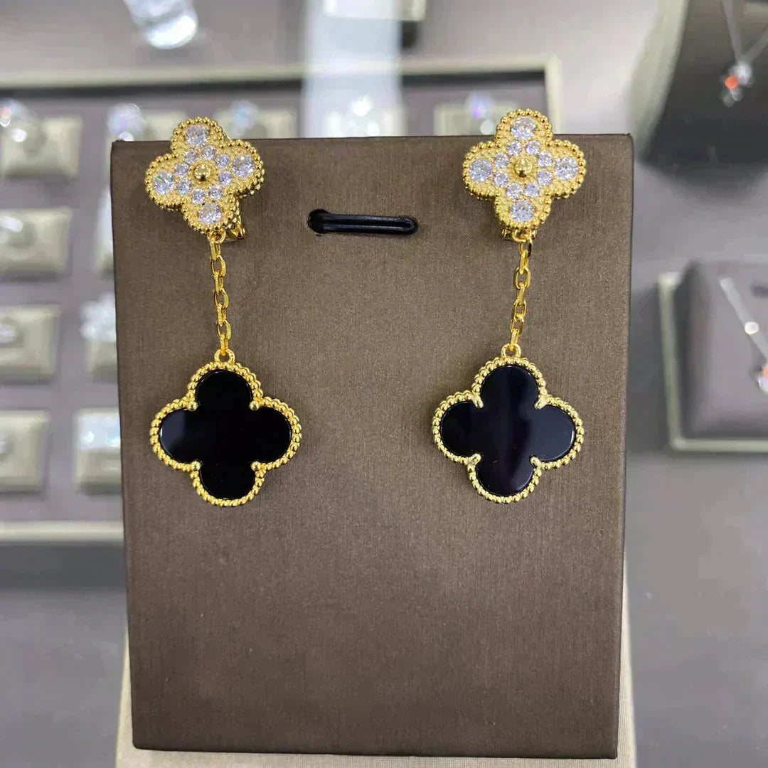 [⭐Sparkve]CLOVER  2 MOTIFS  DIAMOND  EARRINGS (MULTIPLE CHOICESç´