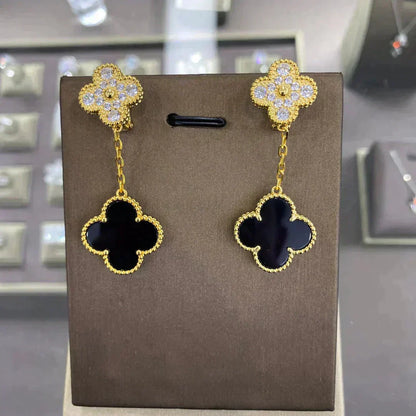 [⭐Sparkve]CLOVER  2 MOTIFS  DIAMOND  EARRINGS (MULTIPLE CHOICESç´