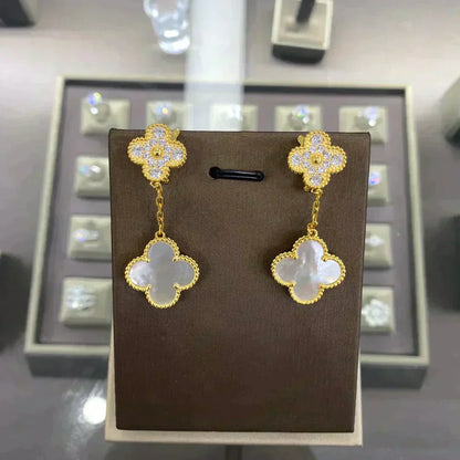 [⭐Sparkve]CLOVER  2 MOTIFS  DIAMOND  EARRINGS (MULTIPLE CHOICESç´