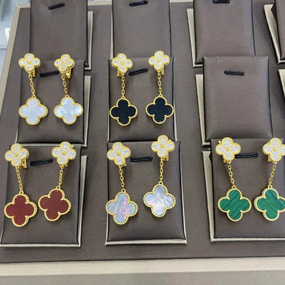 [⭐Sparkve]CLOVER  2 MOTIFS  DIAMOND  EARRINGS (MULTIPLE CHOICESç´