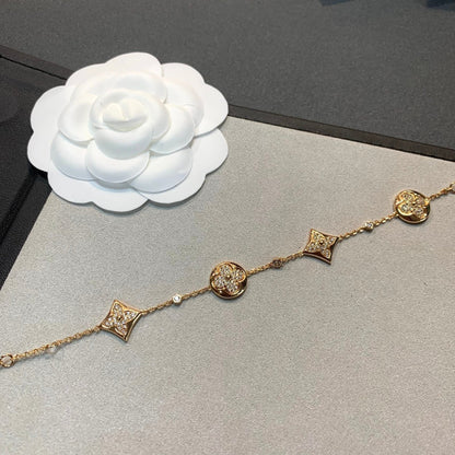 [⭐Sparkve]STAR AND SUN 4 MOTIFS GOLD DIAMONDS BRACELET