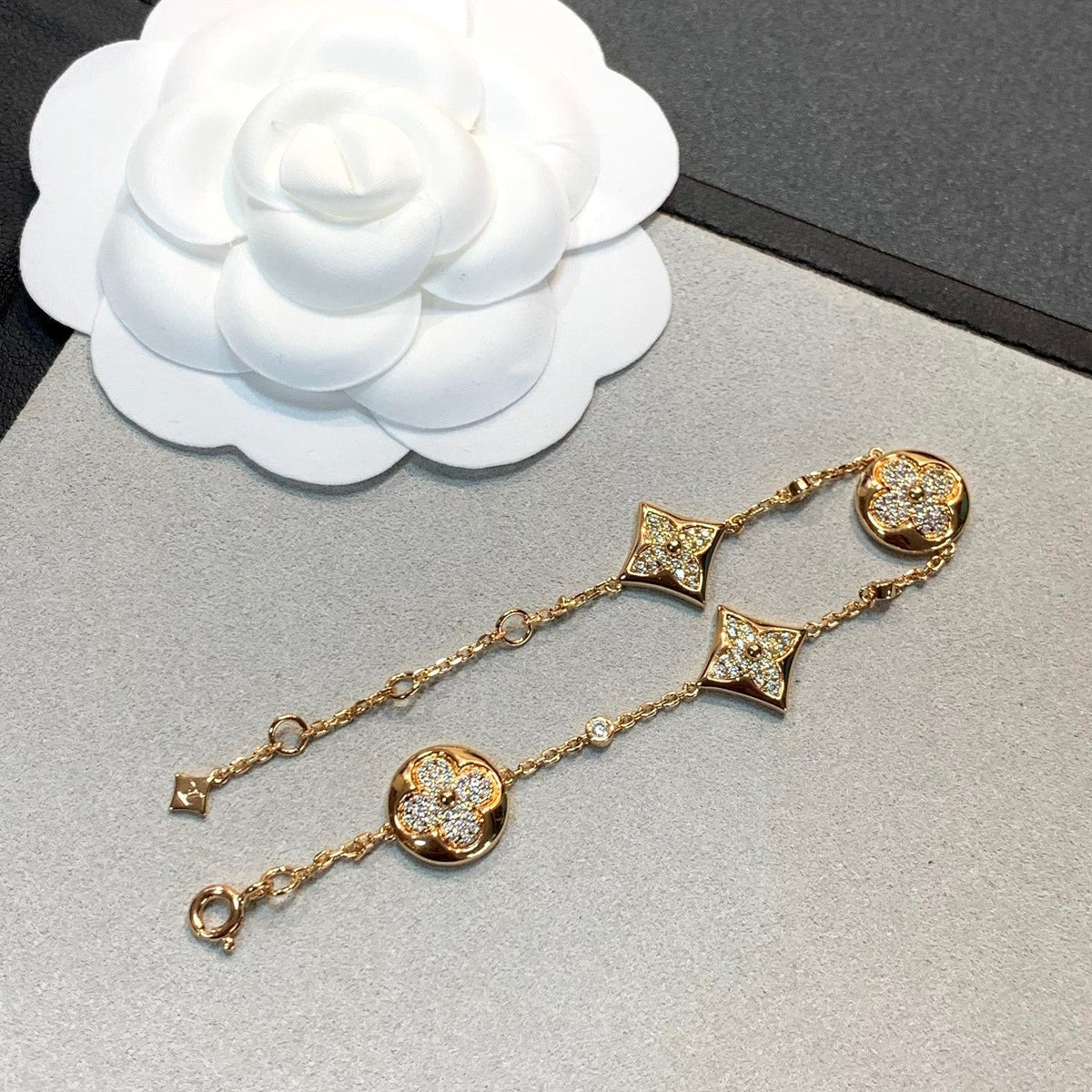 [⭐Sparkve]STAR AND SUN 4 MOTIFS GOLD DIAMONDS BRACELET